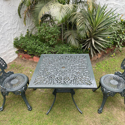 Regalia Outdoor Patio & Garden Furniture - 1 Square Table & 2 Chairs -Grey