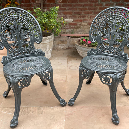 Regalia Cast Aluminum Outdoor Patio & Garden Chair Set - Grey Color / Glossy Finish