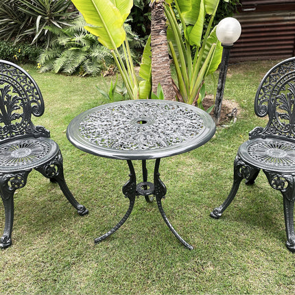 Regalia Outdoor Patio & Garden Furniture - 1 Round Table 2 Chairs - Grey