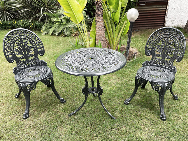 Regalia Outdoor Patio & Garden Furniture - 1 Round Table 2 Chairs - Grey