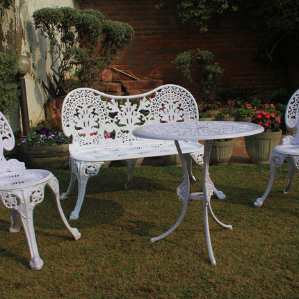 Regalia Outdoor Patio & Garden Furniture - 1 Bench, 2 Chairs & 1 Round Table