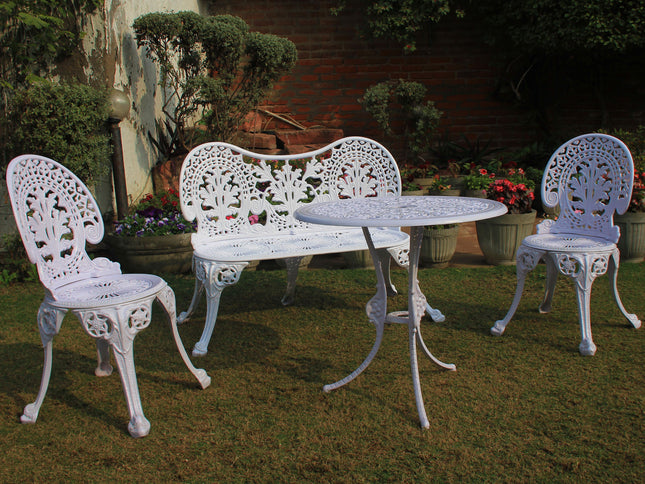 Regalia Outdoor Patio & Garden Furniture - 1 Bench, 2 Chairs & 1 Round Table