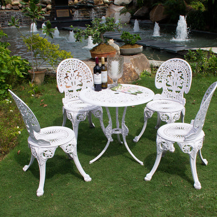 Regalia Outdoor Patio &amp; Garden Furniture Set - 1 Round Table 4 Chairs - White