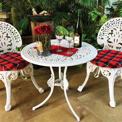 Regalia Outdoor Patio & Garden Furniture - 1 Round Table 2 Chairs - White Color / Glossy Finish