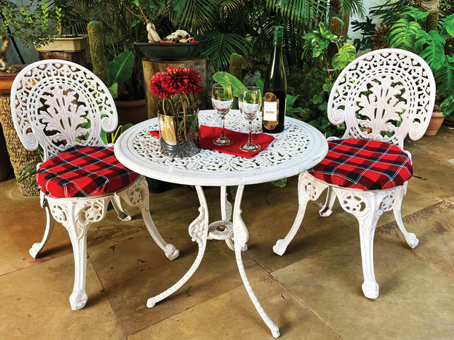 Regalia Outdoor Patio & Garden Furniture - 1 Round Table 2 Chairs - White Color / Glossy Finish