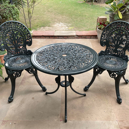 Regalia Outdoor Patio & Garden Furniture - 1 Round Table 2 Chairs - Grey