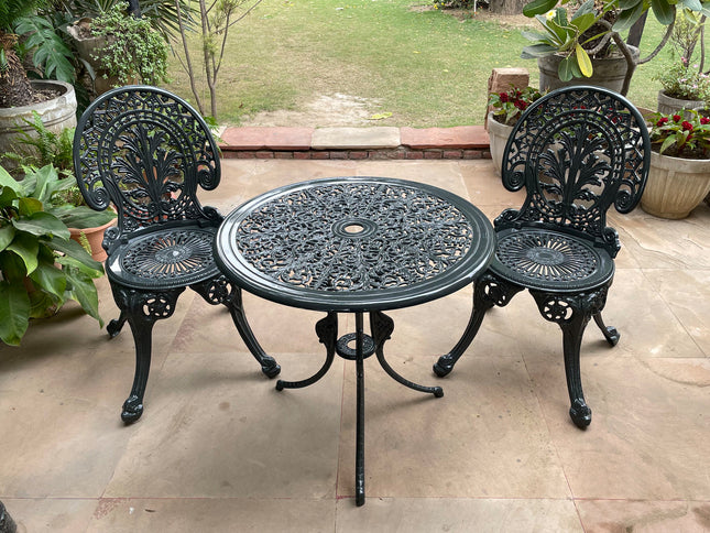 Regalia Outdoor Patio & Garden Furniture - 1 Round Table 2 Chairs - Grey