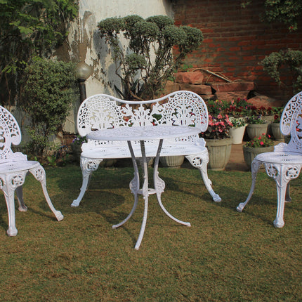 Regalia Outdoor Patio & Garden Furniture - 1 Bench, 2 Chairs & 1 Round Table