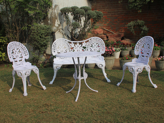 Regalia Outdoor Patio & Garden Furniture - 1 Bench, 2 Chairs & 1 Round Table