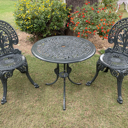 Regalia Outdoor Patio & Garden Furniture - 1 Round Table 2 Chairs - Grey