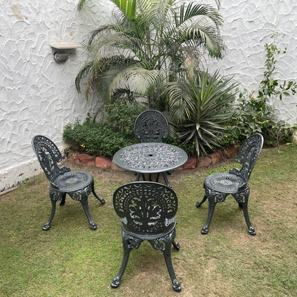 Regalia Outdoor Patio &amp; Garden Furniture Set - 1 Round Table 4 Chairs - Grey