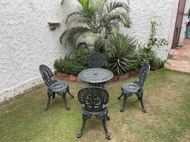 Regalia Outdoor Patio &amp; Garden Furniture Set - 1 Round Table 4 Chairs - Grey