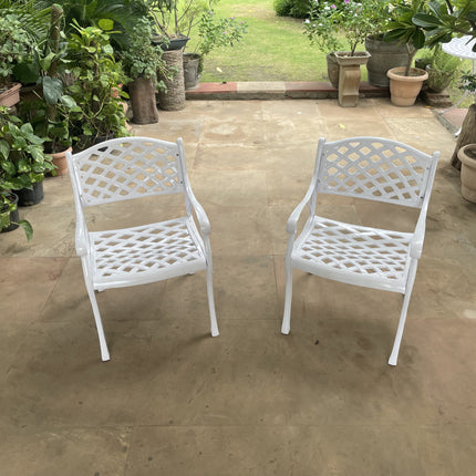 Imperial Cast Aluminum Outdoor Patio & Garden Chair Set – White Color