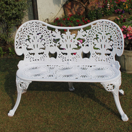 Regalia Outdoor Patio & Garden Bench - White Color / Glossy Finish