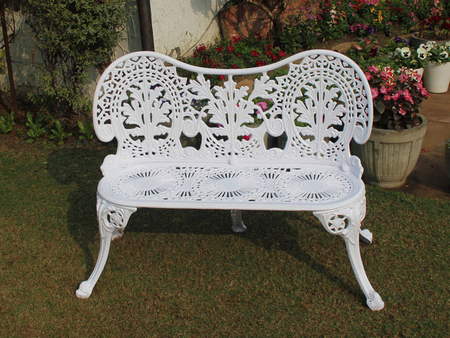 Regalia Outdoor Patio & Garden Bench - White Color / Glossy Finish