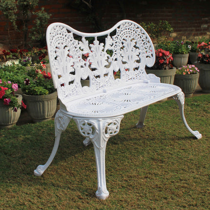 Regalia Outdoor Patio & Garden Bench - White Color / Glossy Finish