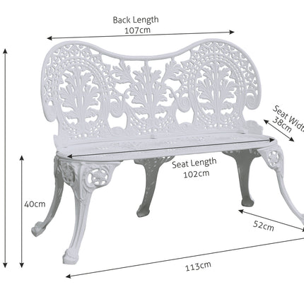 Regalia Outdoor Patio & Garden Bench - White Color / Glossy Finish