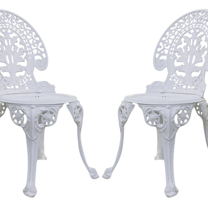 Regalia Cast Aluminum Outdoor Patio & Garden Chair Set - White Color / Glossy Finish