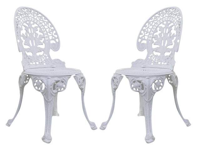 Regalia Cast Aluminum Outdoor Patio & Garden Chair Set - White Color / Glossy Finish